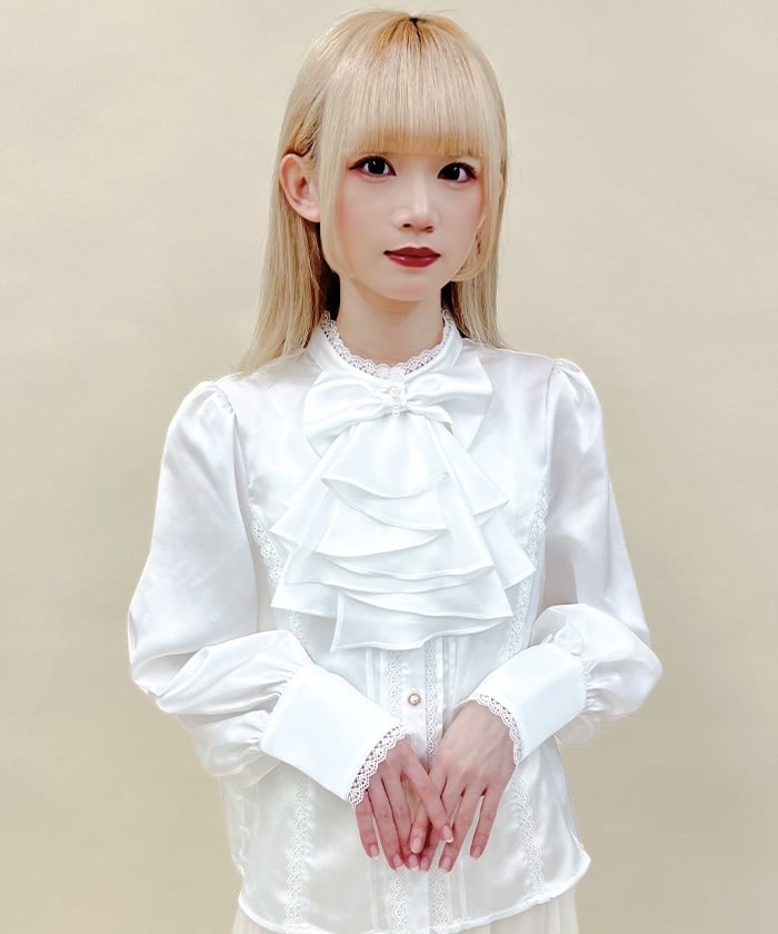 Blouse with Jabot Brooch