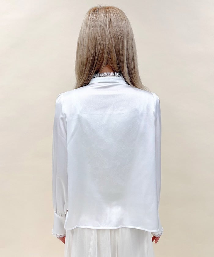 Blouse with Jabot Brooch