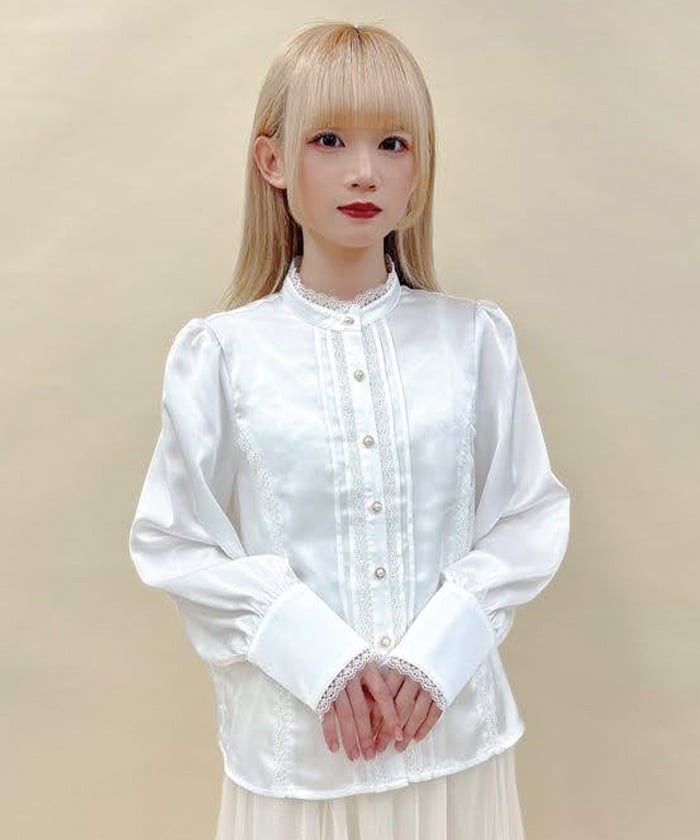 Blouse with Jabot Brooch