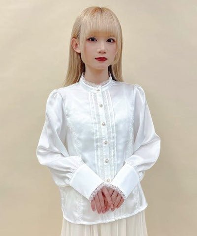 Blouse with Jabot Brooch