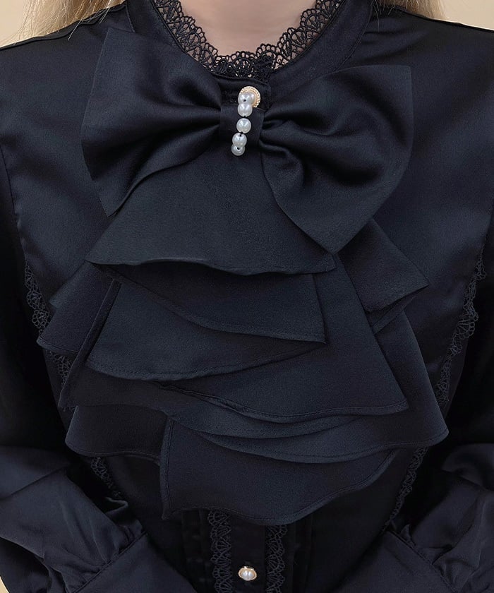 Blouse with Jabot Brooch