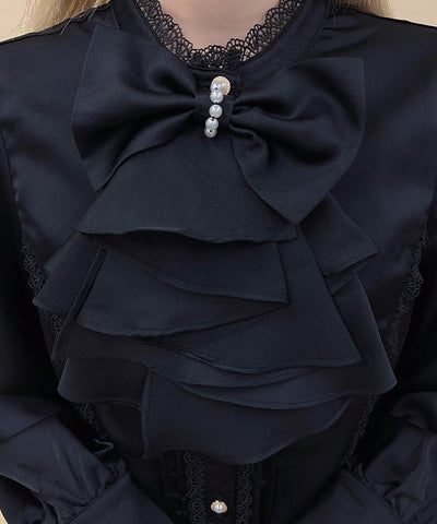 Blouse with Jabot Brooch