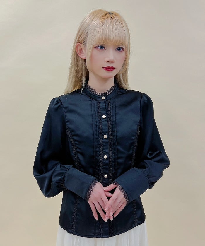 Blouse with Jabot Brooch
