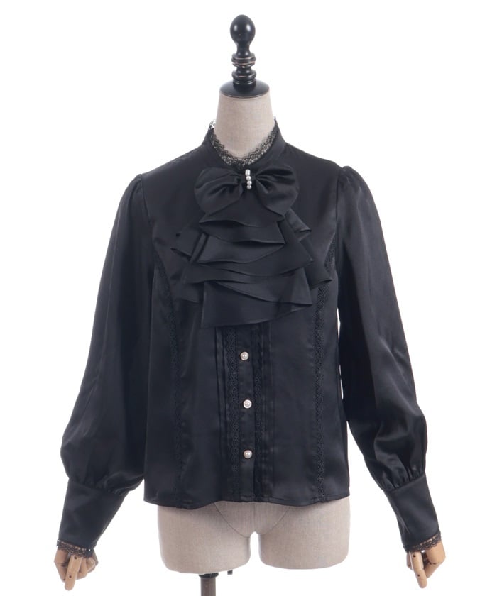 Blouse with Jabot Brooch