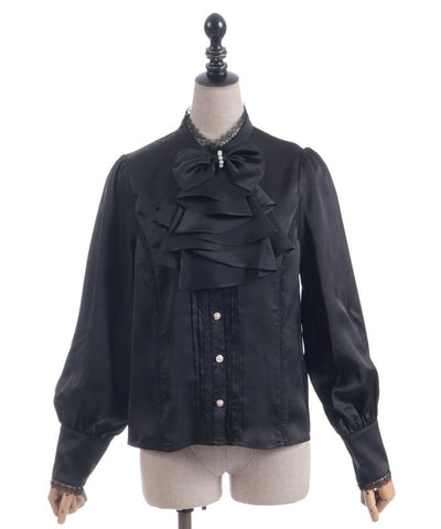 Blouse with Jabot Brooch