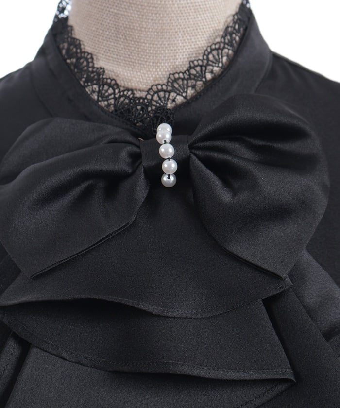 Blouse with Jabot Brooch