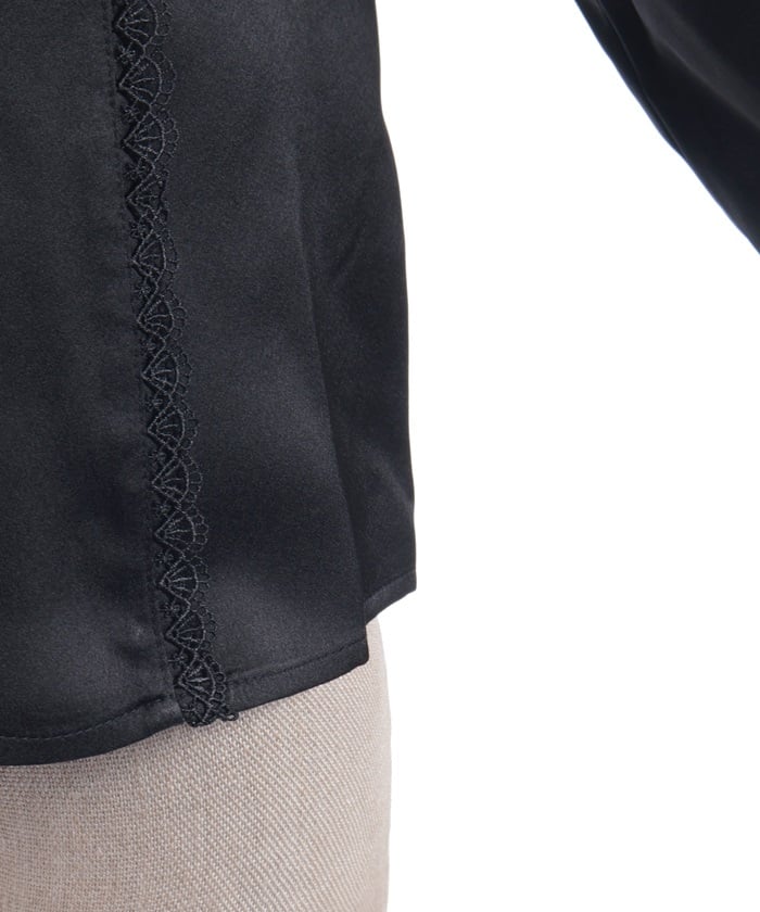 Blouse with Jabot Brooch