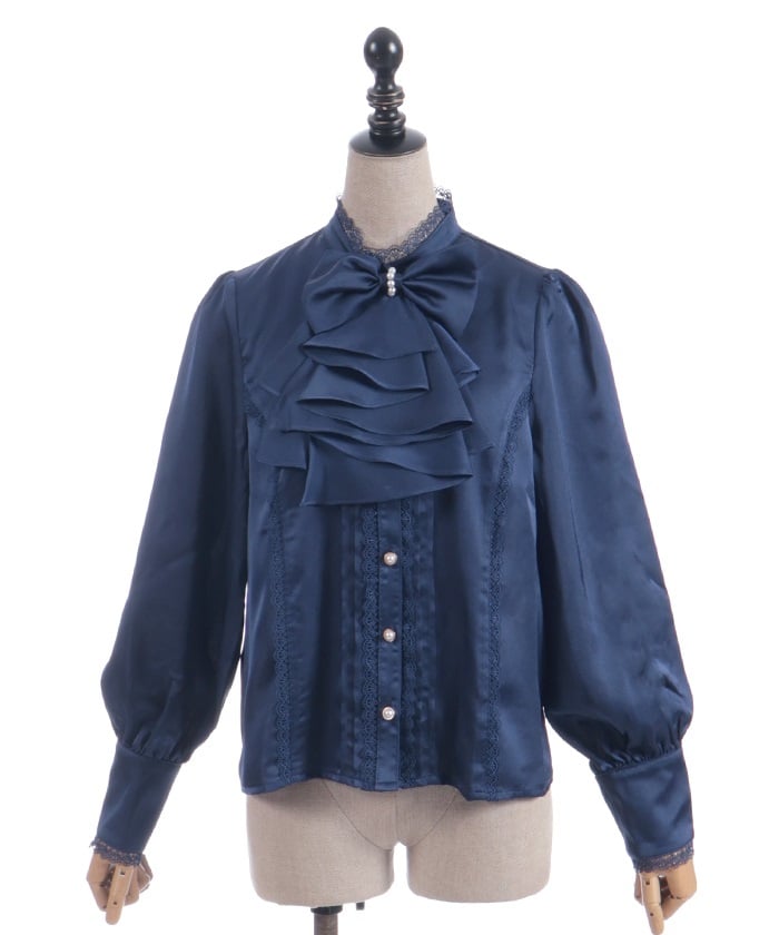 Blouse with Jabot Brooch