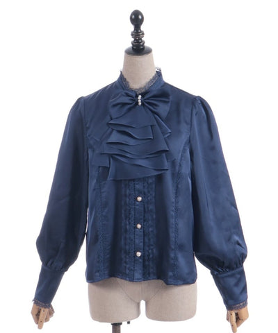 Blouse with Jabot Brooch