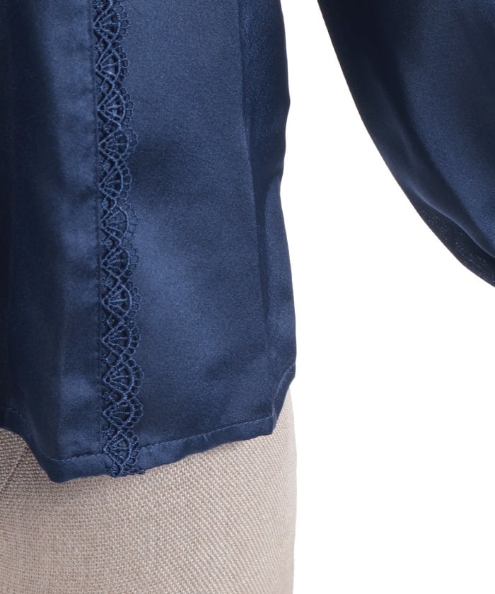 Blouse with Jabot Brooch