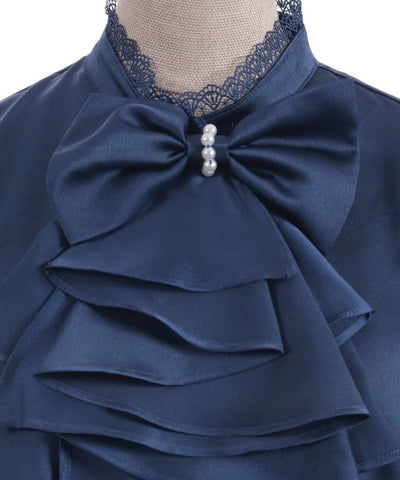 Blouse with Jabot Brooch