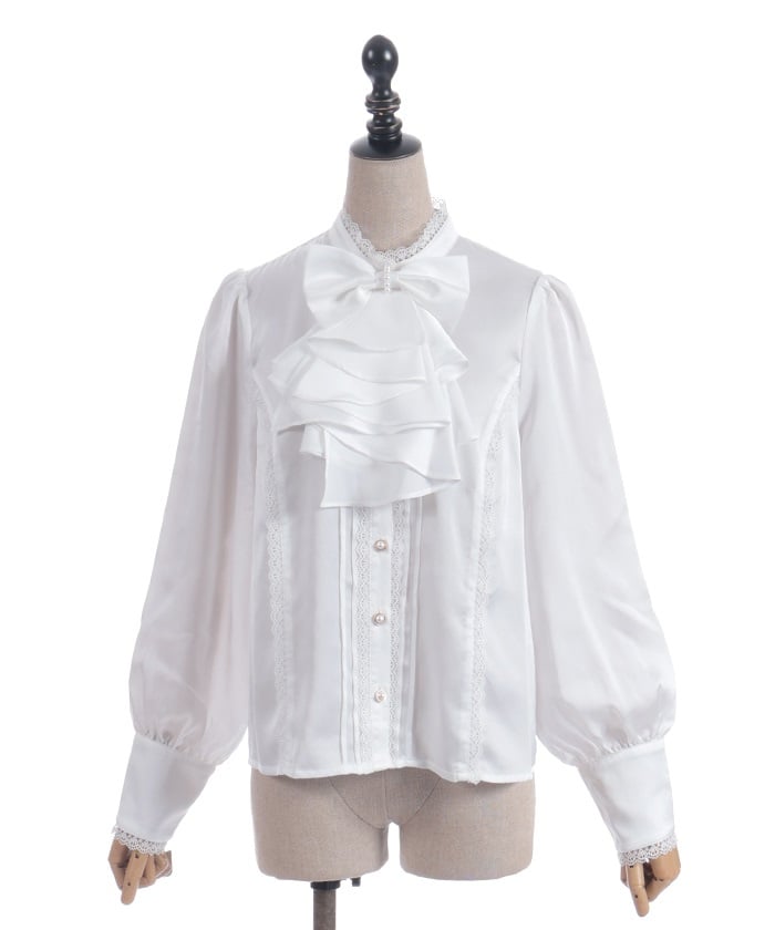 Blouse with Jabot Brooch