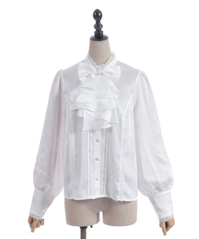 Blouse with Jabot Brooch