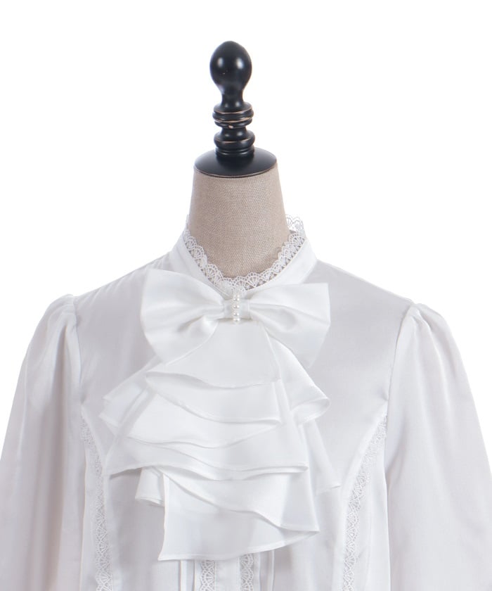 Blouse with Jabot Brooch