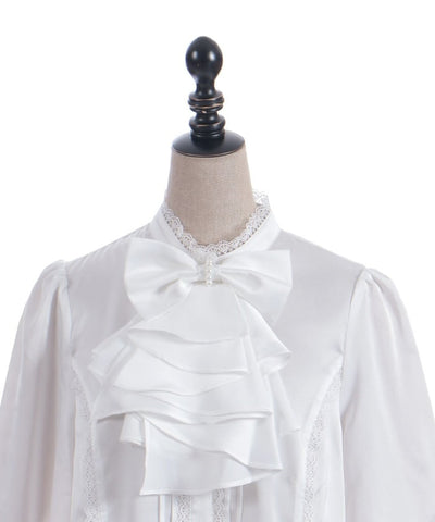 Blouse with Jabot Brooch