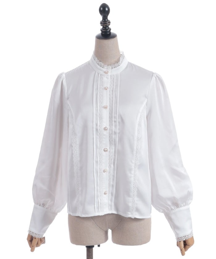 Blouse with Jabot Brooch