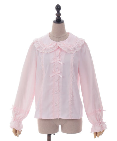 Torsion Lace Round Collar Blouse