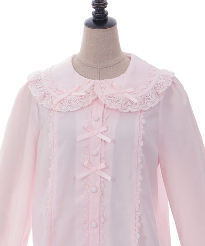 Torsion Lace Round Collar Blouse