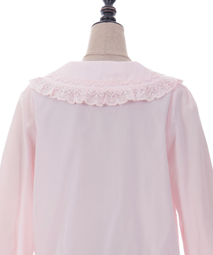 Torsion Lace Round Collar Blouse