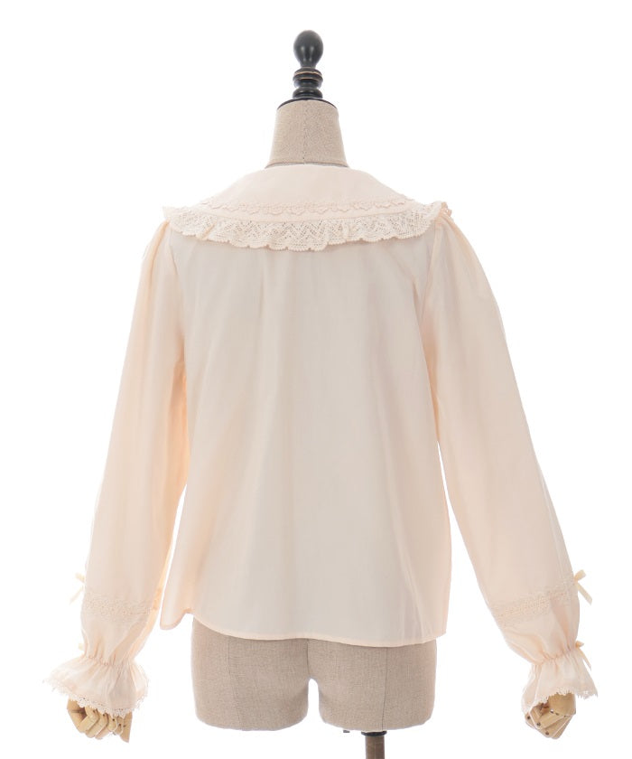 Torsion Lace Round Collar Blouse