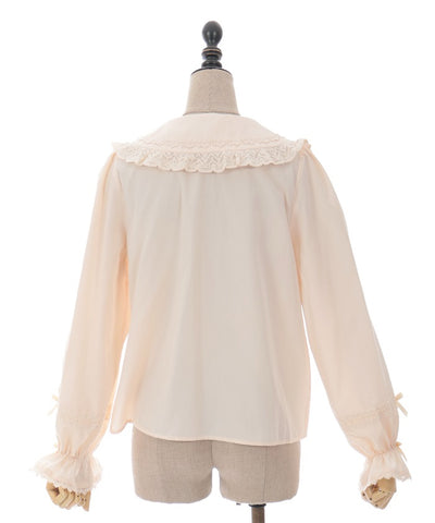 Torsion Lace Round Collar Blouse