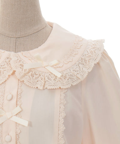 Torsion Lace Round Collar Blouse