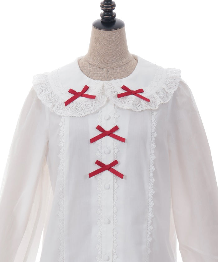 Torsion Lace Round Collar Blouse