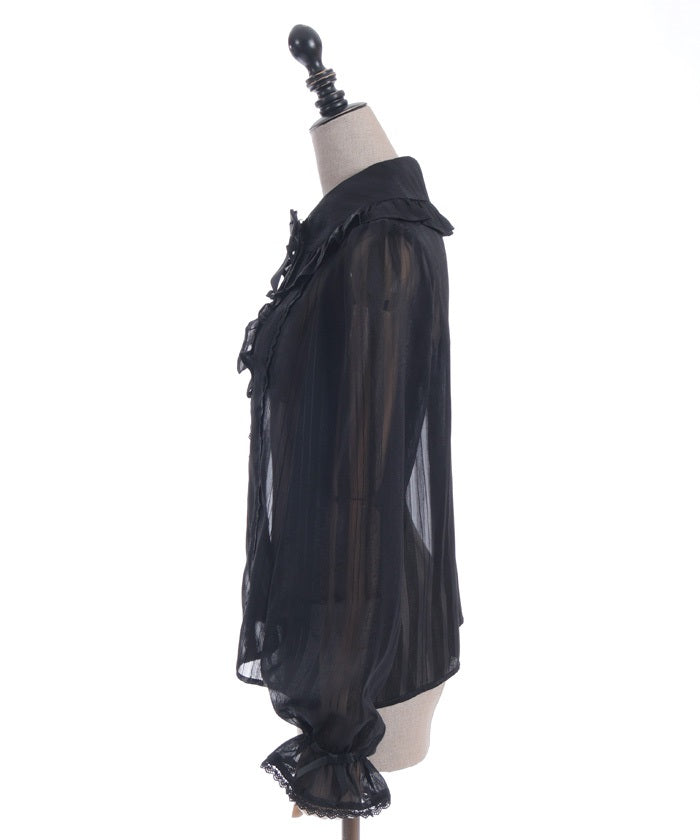 Striped Sheer Blouse – axes femme from JAPAN