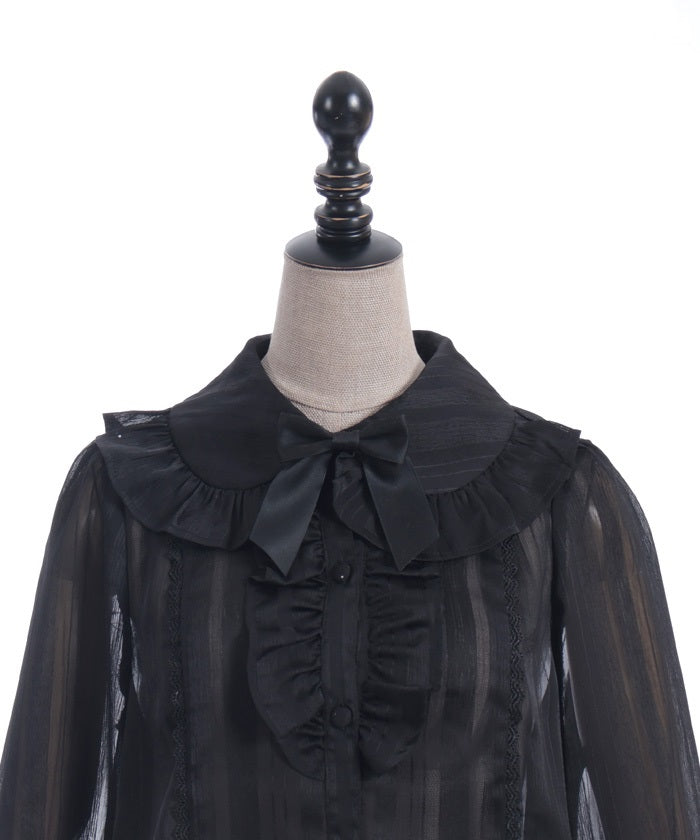 はりじぇ Striped Sheer Blouse – axes femme from JAPAN