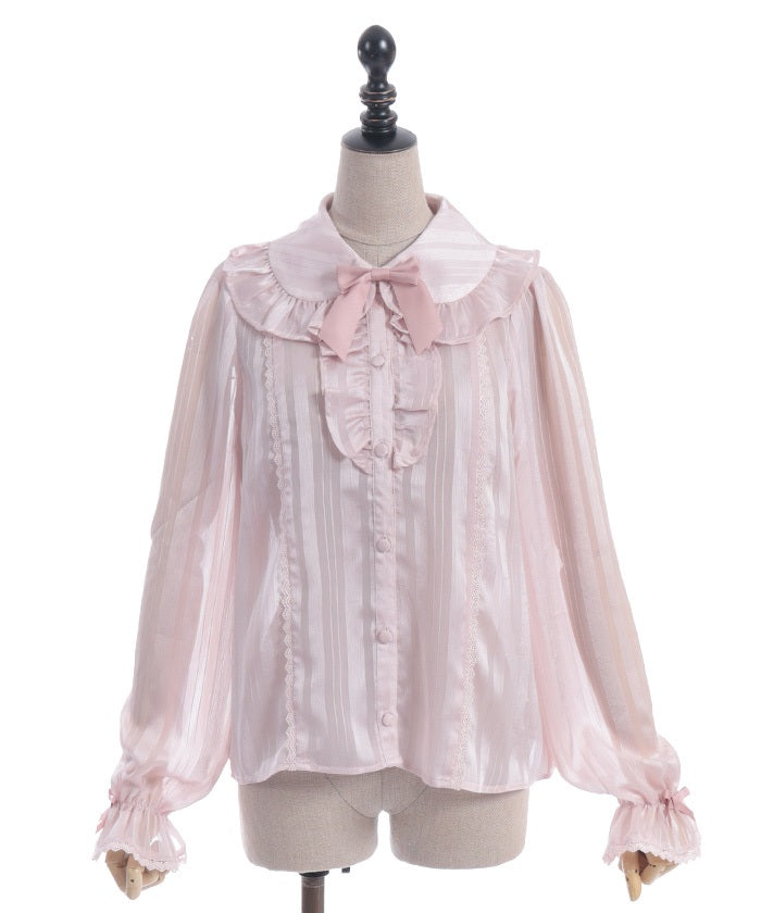 Striped Sheer Blouse – axes femme from JAPAN
