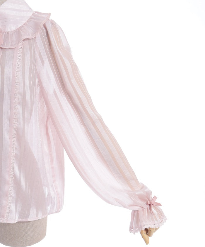 Striped Sheer Blouse – axes femme from JAPAN