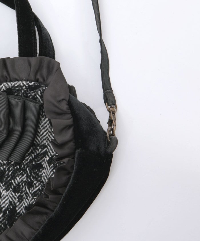 Tweed Heart Ribbon Bag S