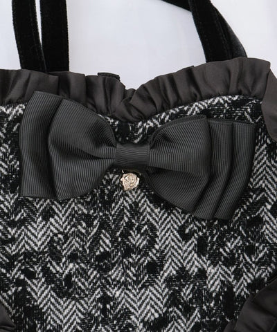 Tweed Heart Ribbon Bag S