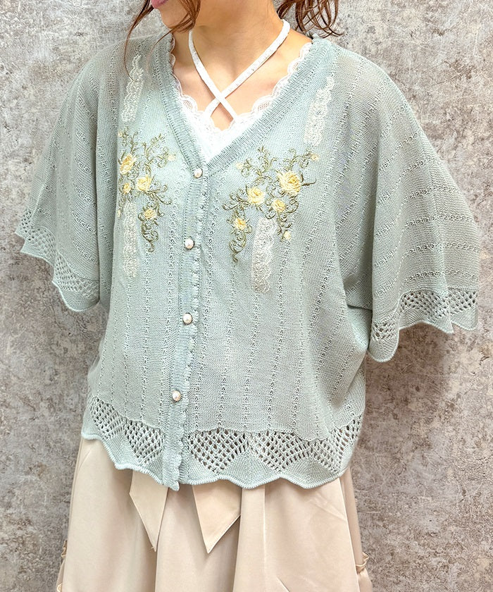 Lace & Rose Embroidery Poncho