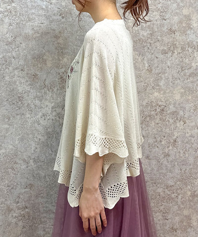 Lace & Rose Embroidery Poncho