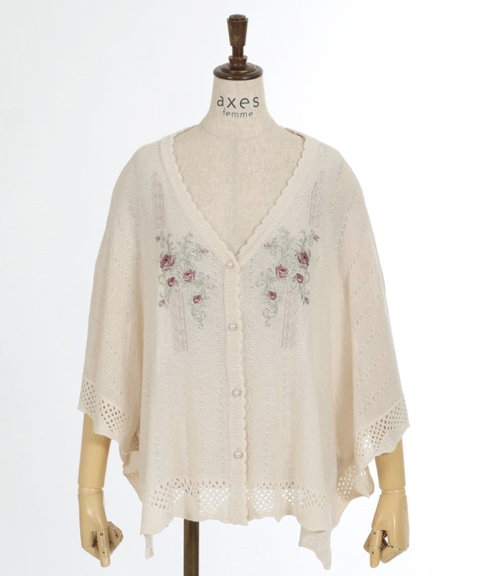 Lace & Rose Embroidery Poncho