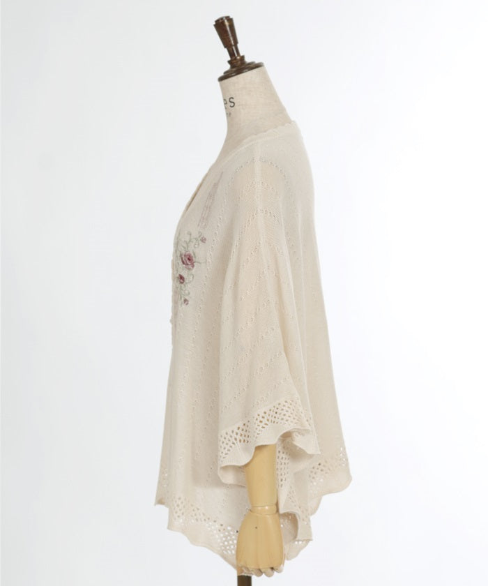 Lace & Rose Embroidery Poncho