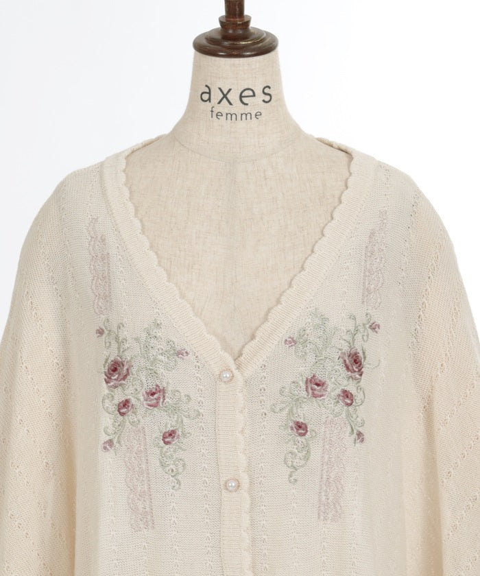 Lace & Rose Embroidery Poncho