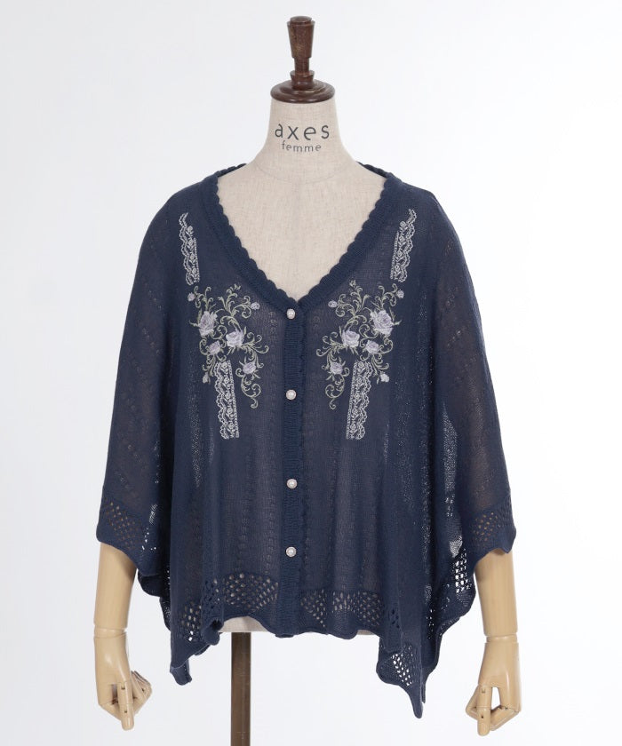 Lace & Rose Embroidery Poncho