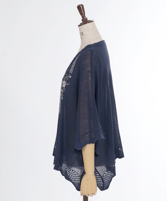 Lace & Rose Embroidery Poncho