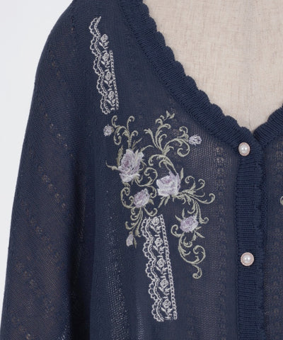 Lace & Rose Embroidery Poncho