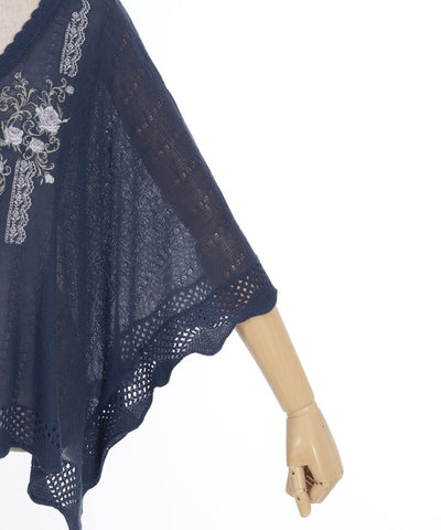 Lace & Rose Embroidery Poncho