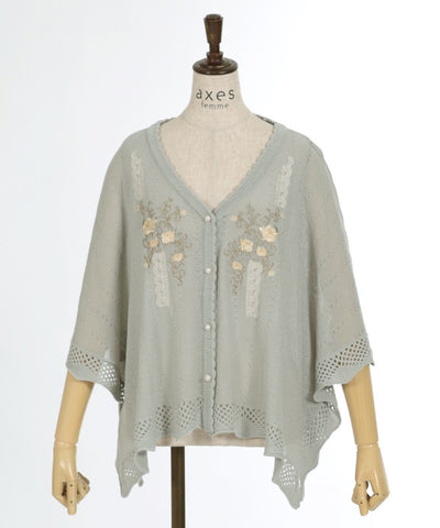 Lace & Rose Embroidery Poncho