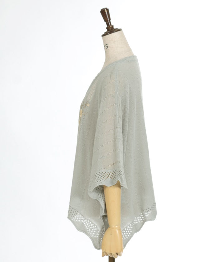 Lace & Rose Embroidery Poncho