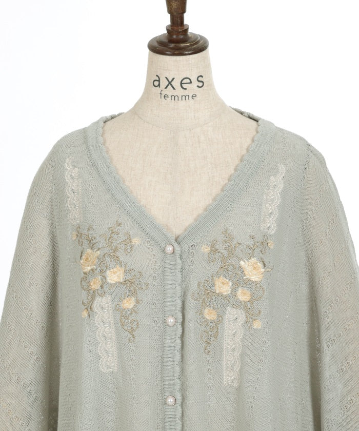 Lace & Rose Embroidery Poncho