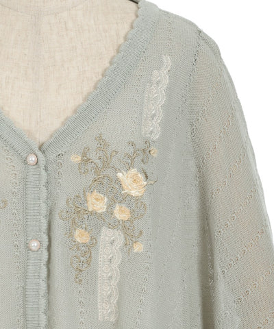 Lace & Rose Embroidery Poncho