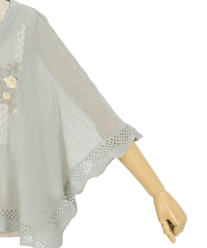 Lace & Rose Embroidery Poncho