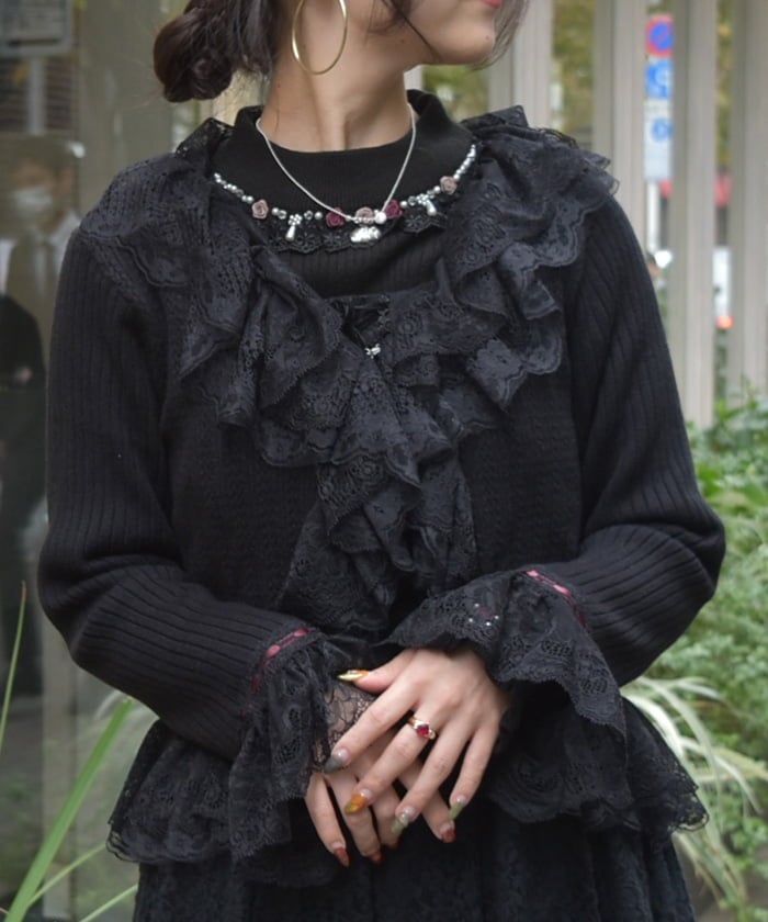 Lace Frill Knit Bolero – axes femme from JAPAN Lace Frill Knit Bolero – axes femme from JAPAN