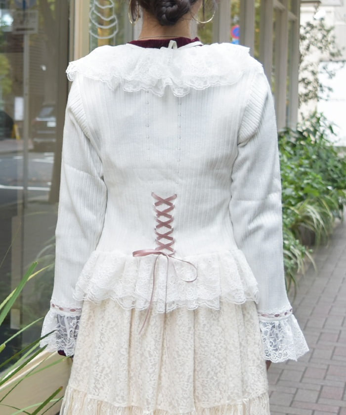 Lace Frill Knit Bolero – axes femme from JAPAN Lace Frill Knit Bolero – axes femme from JAPAN