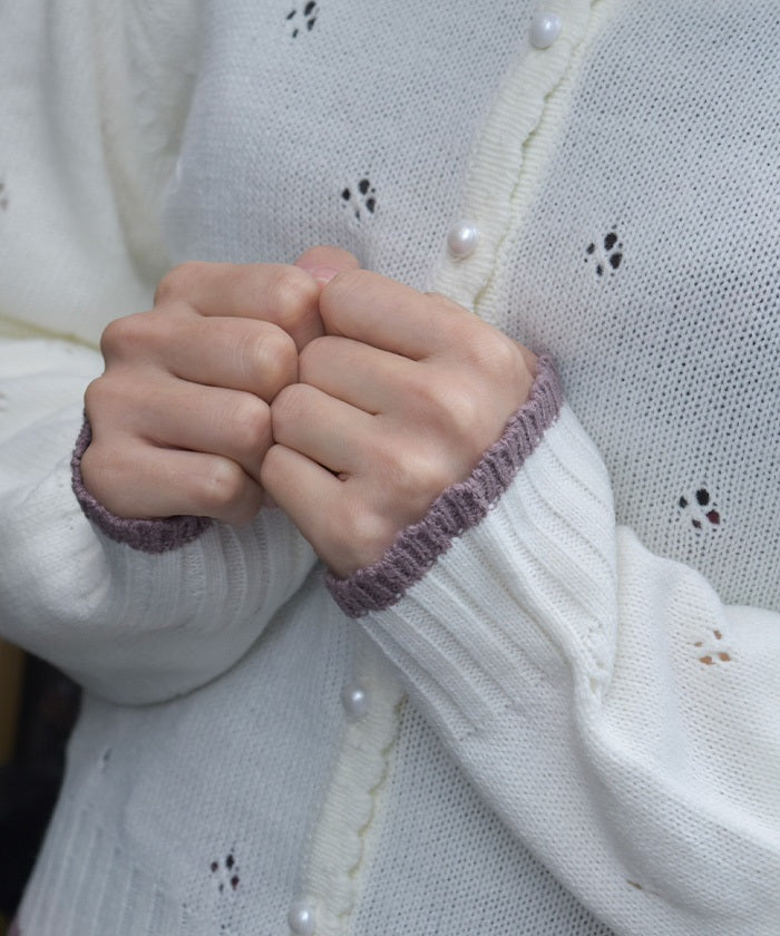 Flower Ribbon Embroidery Knit Cardigan